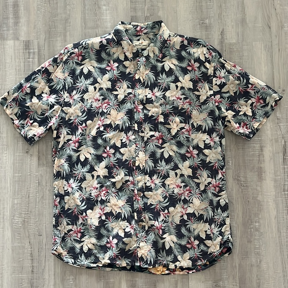 Marine Layer Vintage Hawaiian Print Button Up Shirt